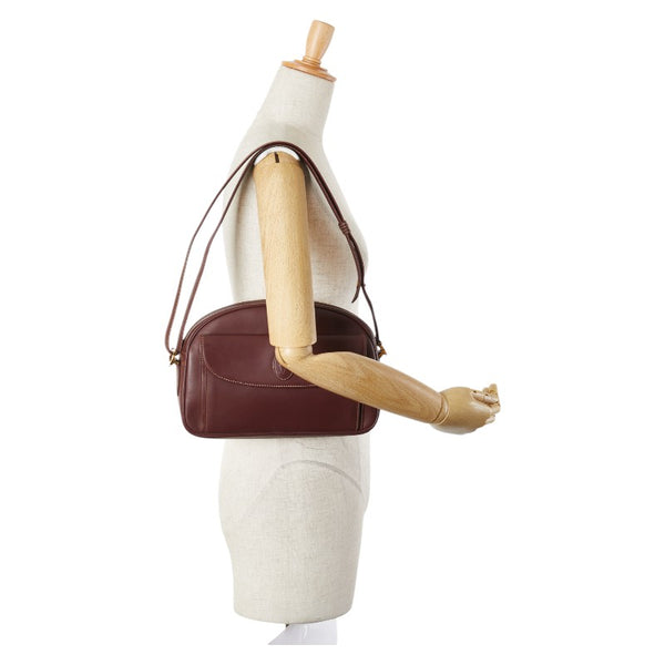 カルティエ マストライン ショルダーバッグ ボルドー ワインレッド レザー レディース CARTIER 【中古】