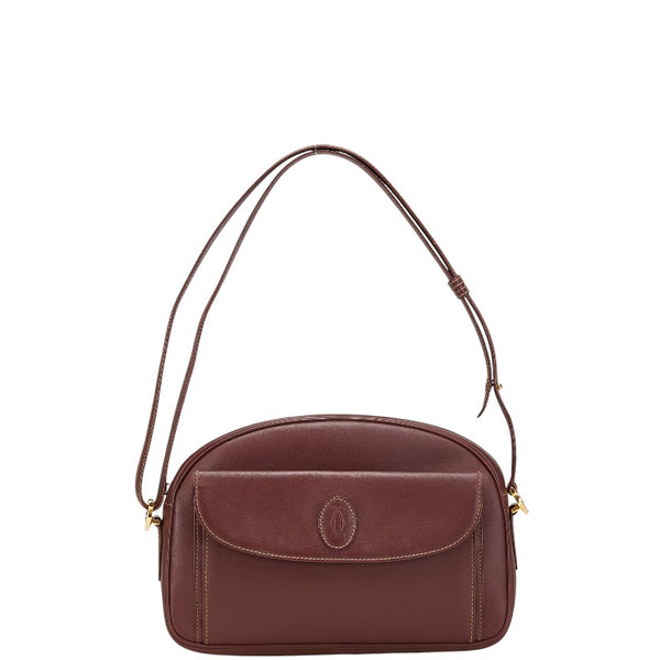 カルティエ マストライン ショルダーバッグ ボルドー ワインレッド レザー レディース CARTIER 【中古】