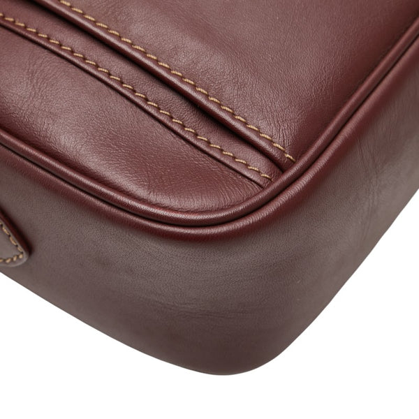 カルティエ マストライン ショルダーバッグ ボルドー ワインレッド レザー レディース CARTIER 【中古】