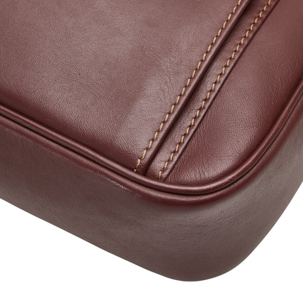 カルティエ マストライン ショルダーバッグ ボルドー ワインレッド レザー レディース CARTIER 【中古】