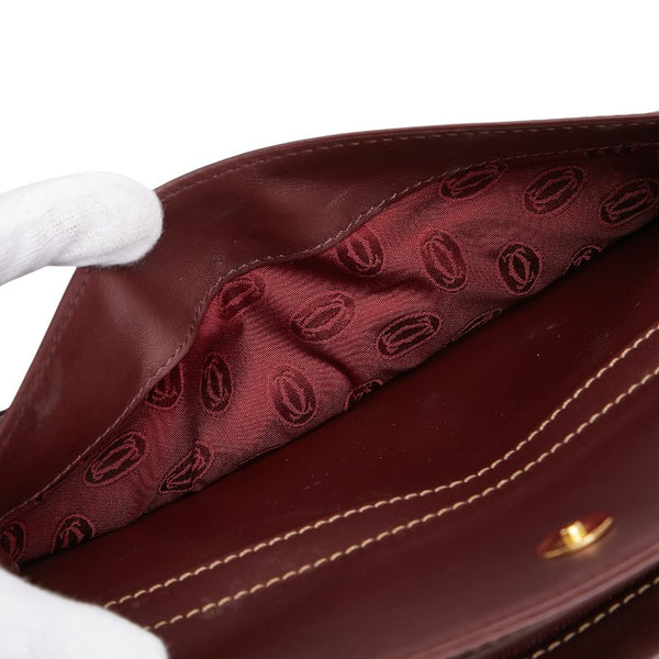 カルティエ マストライン ショルダーバッグ ボルドー ワインレッド レザー レディース CARTIER 【中古】