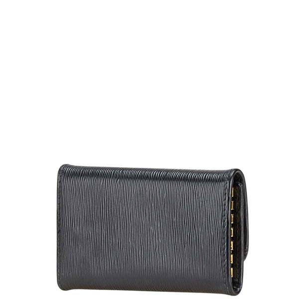 プラダ ロゴ金具 6連 キーケース ブラック レザー レディース PRADA 【中古】