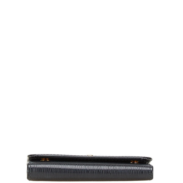 プラダ ロゴ金具 6連 キーケース ブラック レザー レディース PRADA 【中古】