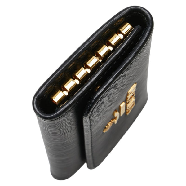 プラダ ロゴ金具 6連 キーケース ブラック レザー レディース PRADA 【中古】