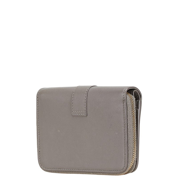 サンローラン YSL 二つ折り財布 コンパクトウォレット 532867 グレー レザー レディース SAINT LAURENT 【中古】