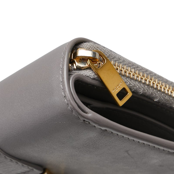 サンローラン YSL 二つ折り財布 コンパクトウォレット 532867 グレー レザー レディース SAINT LAURENT 【中古】