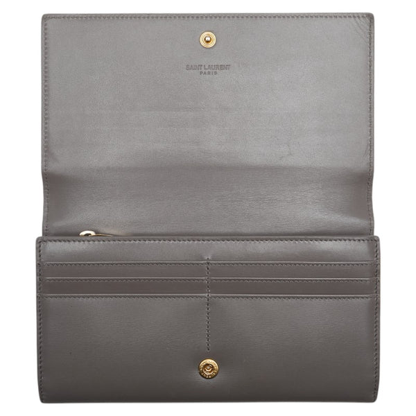 サンローラン 長財布 372267 グレー レザー レディース SAINT LAURENT 【中古】