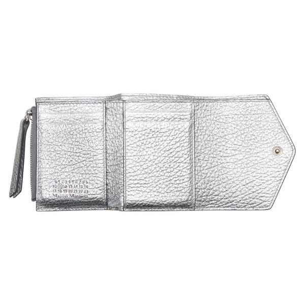 マルタンマルジェラ エンベロープ 三つ折り財布 S56UI0136 シルバー レザー レディース MARTIN MARGIELA 【中古】