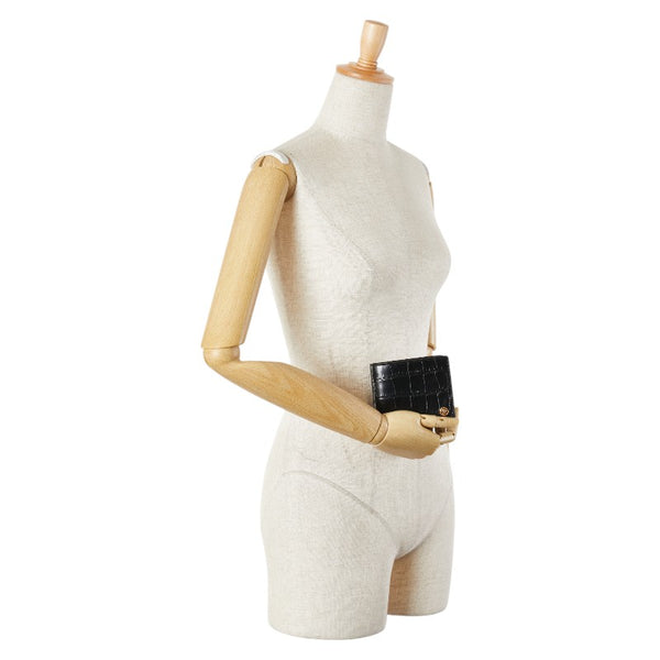 ヴェルサーチェ メデューサ クロコ型押し 二つ折り財布 ブラック レザー レディース VERSACE 【中古】