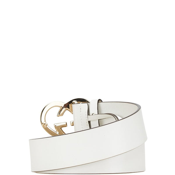 グッチ ハート インターロッキングG バックル ベルト サイズ：80/32 245856 ホワイト ゴールド レザー メッキ レディース GUCCI 【中古】