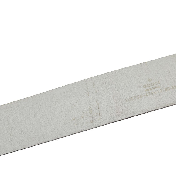 グッチ ハート インターロッキングG バックル ベルト サイズ：80/32 245856 ホワイト ゴールド レザー メッキ レディース GUCCI 【中古】