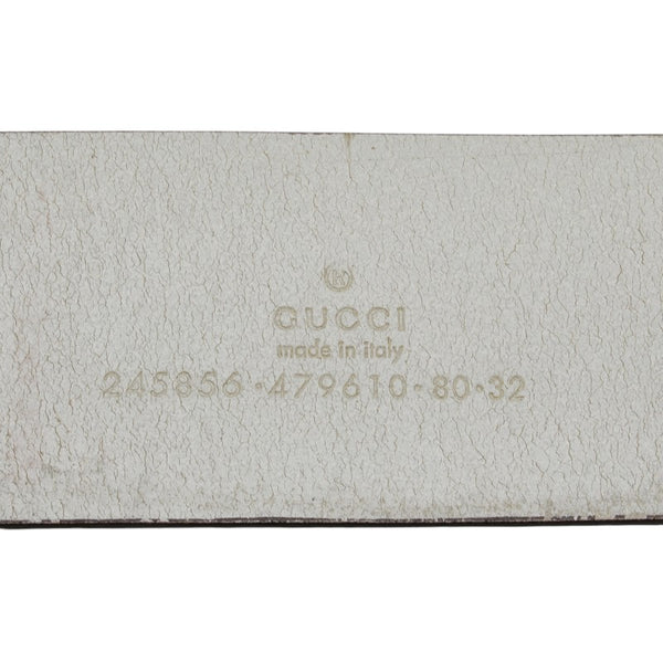 グッチ ハート インターロッキングG バックル ベルト サイズ：80/32 245856 ホワイト ゴールド レザー メッキ レディース GUCCI 【中古】