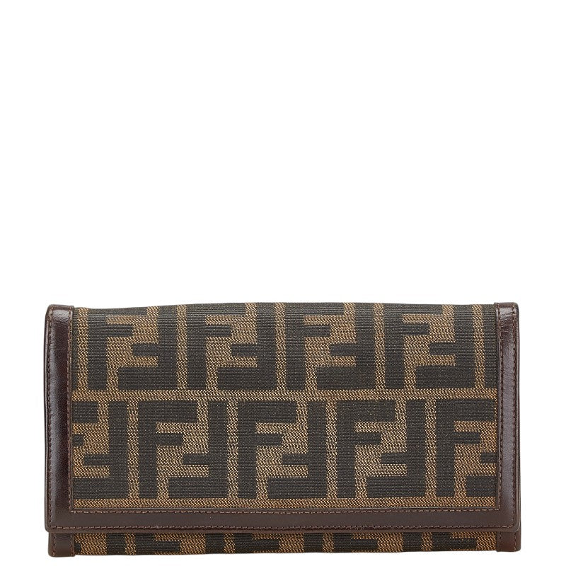 フェンディ ズッカ 長財布 30851 ブラウン キャンバス レザー レディース FENDI 【中古】