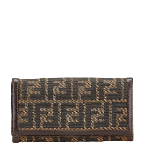 フェンディ ズッカ 長財布 30851 ブラウン キャンバス レザー レディース FENDI 【中古】