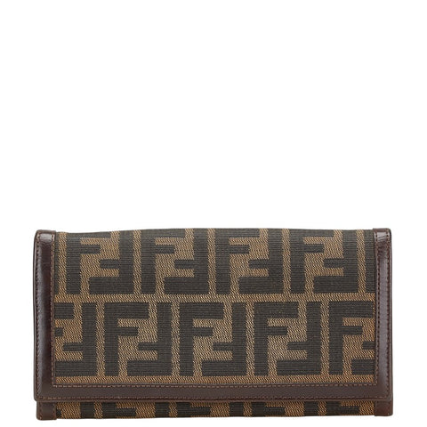 フェンディ ズッカ 長財布 30851 ブラウン キャンバス レザー レディース FENDI 【中古】