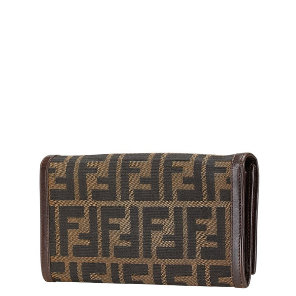 フェンディ ズッカ 長財布 30851 ブラウン キャンバス レザー レディース FENDI 【中古】