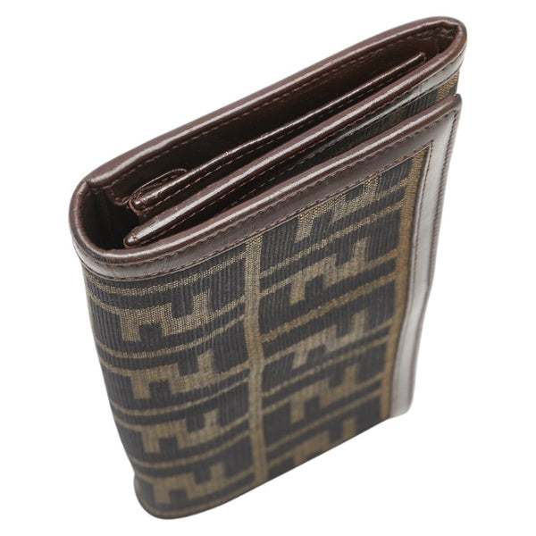 フェンディ ズッカ 長財布 30851 ブラウン キャンバス レザー レディース FENDI 【中古】