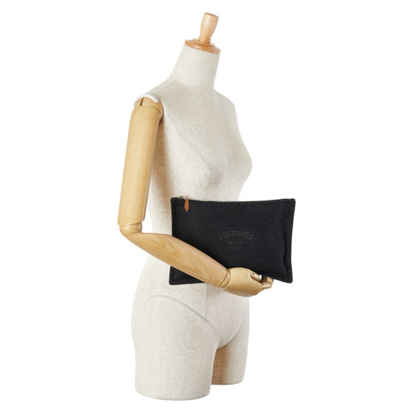エルメス ヨッティングGM ポーチ ブラック コットン レディース HERMES 【中古】