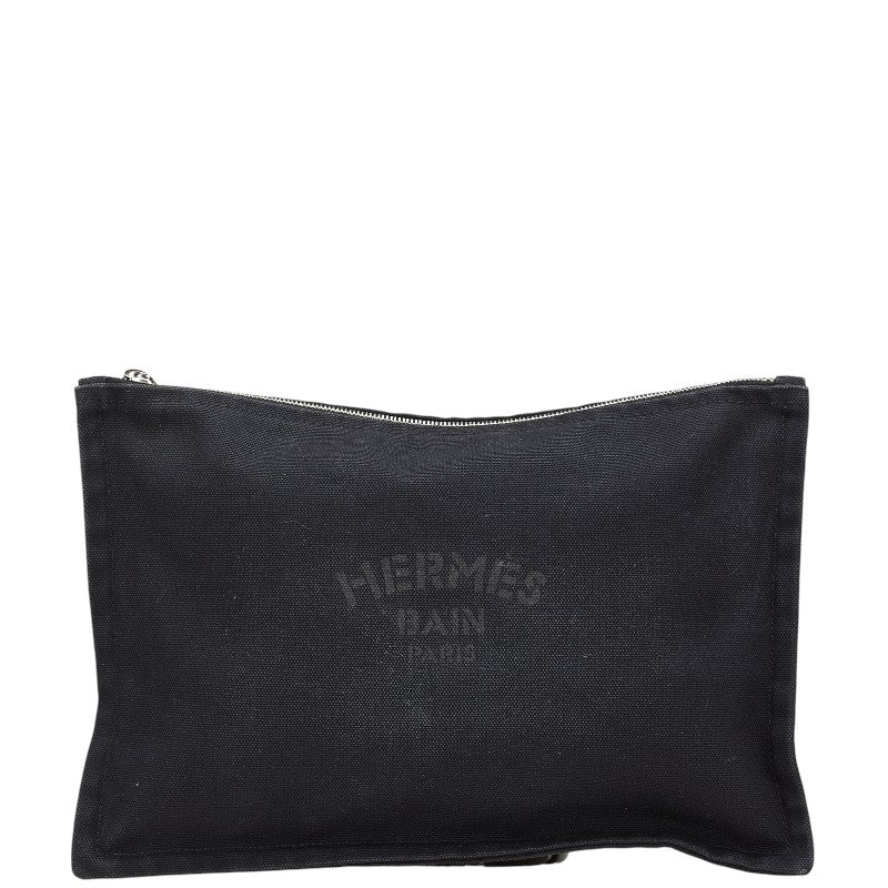 エルメス ヨッティングGM ポーチ ブラック コットン レディース HERMES 【中古】