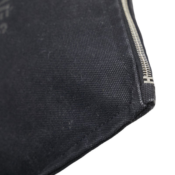 エルメス ヨッティングGM ポーチ ブラック コットン レディース HERMES 【中古】