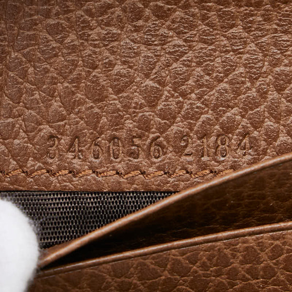 グッチ GGキャンバス ラウンドファスナー 二つ折り財布 346056 ベージュ ブラウン キャンバス レザー レディース GUCCI 【中古】