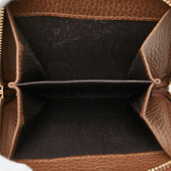 グッチ GGキャンバス ラウンドファスナー 二つ折り財布 346056 ベージュ ブラウン キャンバス レザー レディース GUCCI 【中古】