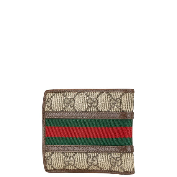 グッチ GGスプリーム オフィディア 二つ折り財布 597609 ベージュ ブラウン PVC レザー レディース GUCCI 【中古】