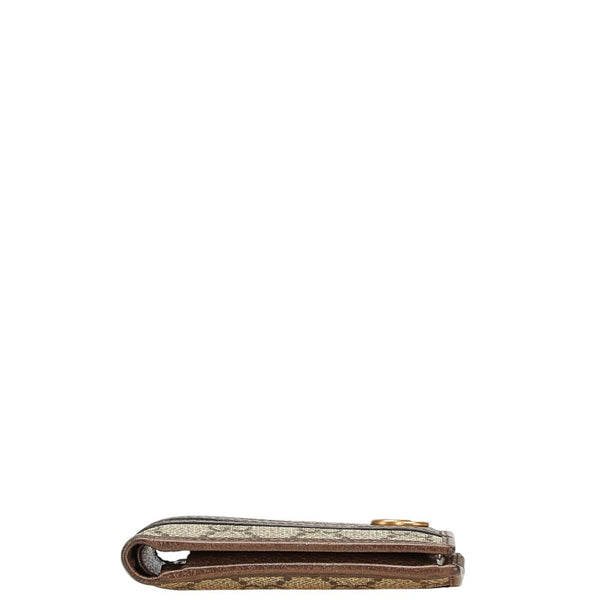 グッチ GGスプリーム オフィディア 二つ折り財布 597609 ベージュ ブラウン PVC レザー レディース GUCCI 【中古】