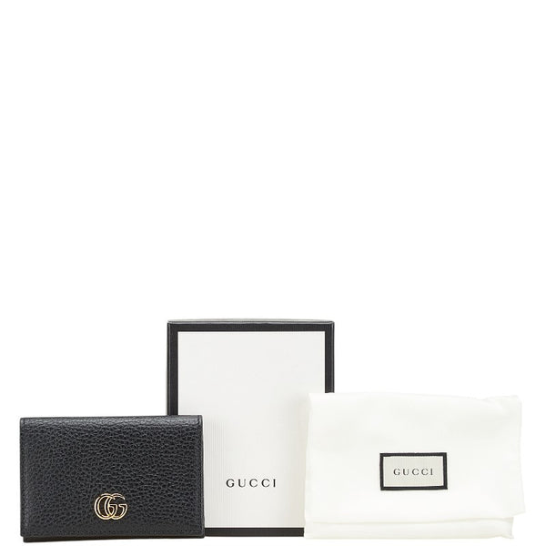 グッチ GGマーモント カードケース 名刺入れ 474748 ブラック レザー レディース GUCCI 【中古】