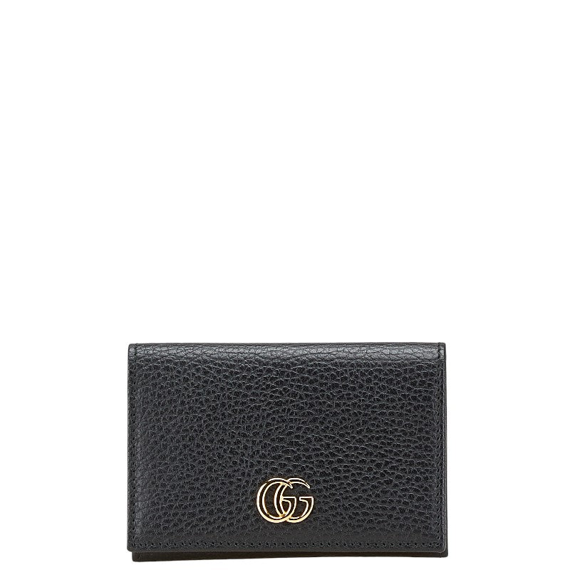 グッチ GGマーモント カードケース 名刺入れ 474748 ブラック レザー レディース GUCCI 【中古】