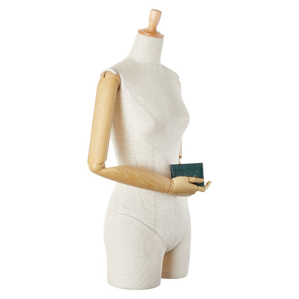 グッチ ズゥミ カードケース パスケース 570679 グリーン レザー レディース GUCCI 【中古】