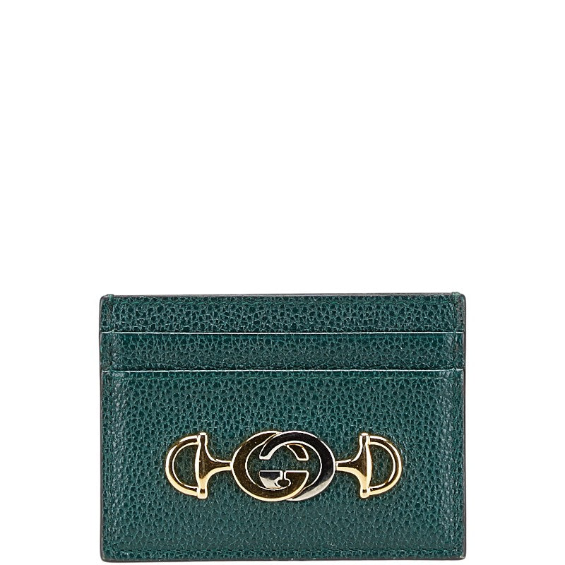 グッチ ズゥミ カードケース パスケース 570679 グリーン レザー レディース GUCCI 【中古】