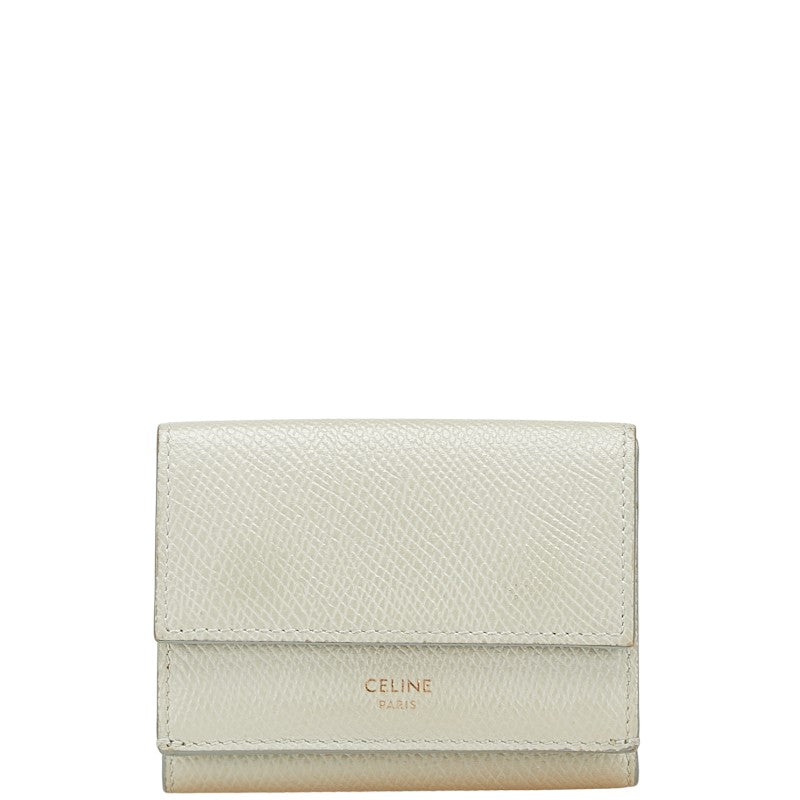 セリーヌ 三つ折り財布 コンパクトウォレット ライトグリーン レザー レディース CELINE 【中古】