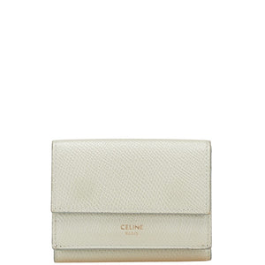 セリーヌ 三つ折り財布 コンパクトウォレット ライトグリーン レザー レディース CELINE 【中古】