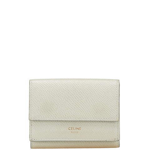 セリーヌ 三つ折り財布 コンパクトウォレット ライトグリーン レザー レディース CELINE 【中古】