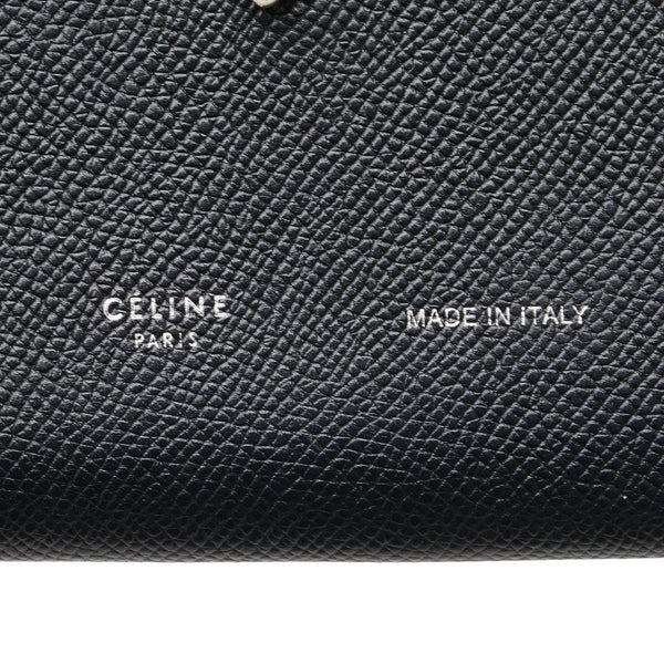 セリーヌ ラージ ストラップウォレット バイカラー 長財布 ブラック グレー レザー レディース CELINE 【中古】
