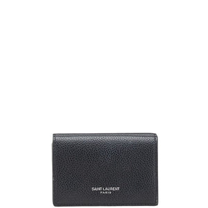 サンローラン 三つ折り財布 コンパクトウォレット ブラック レザー レディース SAINT LAURENT 【中古】