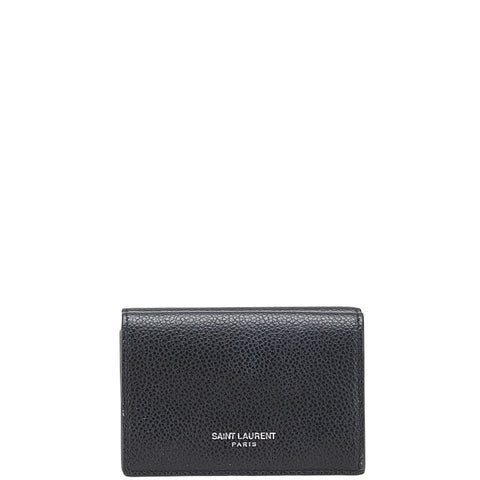 サンローラン 三つ折り財布 コンパクトウォレット ブラック レザー レディース SAINT LAURENT 【中古】