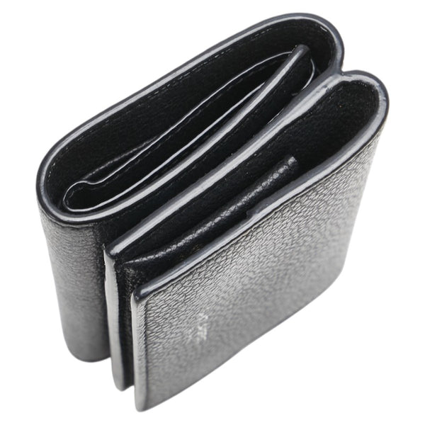 サンローラン 三つ折り財布 コンパクトウォレット ブラック レザー レディース SAINT LAURENT 【中古】