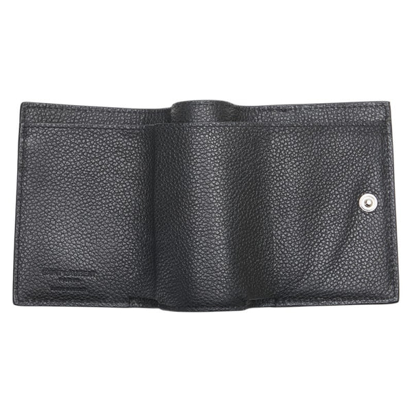 サンローラン 三つ折り財布 コンパクトウォレット ブラック レザー レディース SAINT LAURENT 【中古】