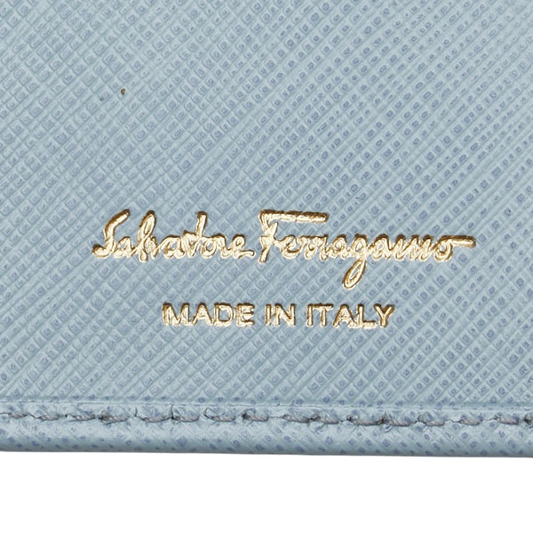サルヴァトーレフェラガモ ガンチーニ 長財布 ライトブルー レザー レディース Salvatore Ferragamo 【中古】