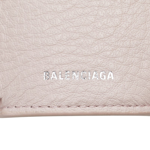 バレンシアガ ペーパー ミニ ウォレット 三つ折り財布 コンパクトウォレット 391446 ピンク レザー レディース BALENCIAGA 【中古】