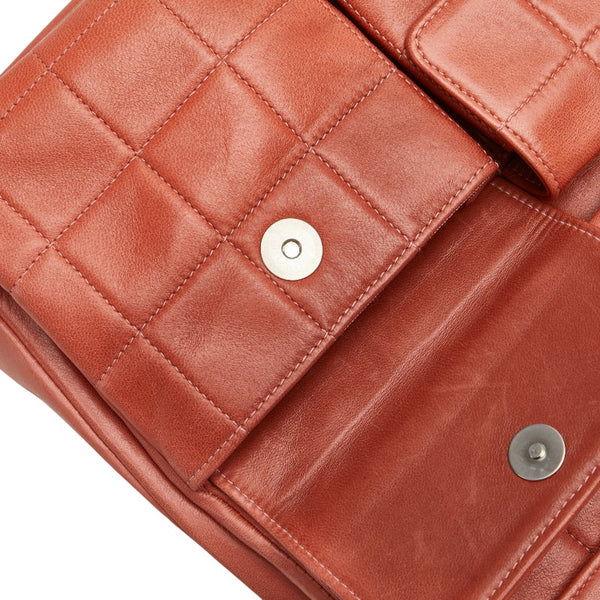シャネル チョコバー 斜め掛け チェーン ショルダーバッグ ピンク ラムスキン レディース CHANEL 【中古】