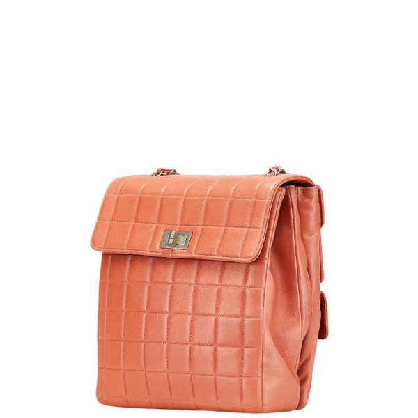 シャネル チョコバー 斜め掛け チェーン ショルダーバッグ ピンク ラムスキン レディース CHANEL 【中古】