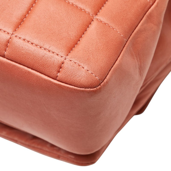 シャネル チョコバー 斜め掛け チェーン ショルダーバッグ ピンク ラムスキン レディース CHANEL 【中古】