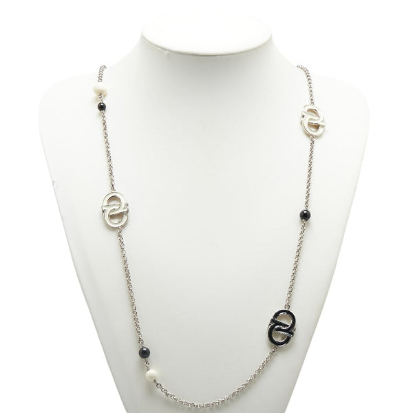 サルヴァトーレフェラガモ ガンチーニ ロングネックレス シルバー ブラック ホワイト メタル レディース Salvatore Ferragamo 【中古】