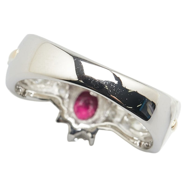 Pt900 プラチナ K18YG イエローゴールド コンビ ルビー0.43ct ダイヤ0.46ct リング 指輪 レディース 9.5号 【中古】