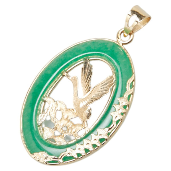 グリーン K14 ゴールド ヒスイ バード 鳥 モチーフ ペンダントトップ レディース 【中古】