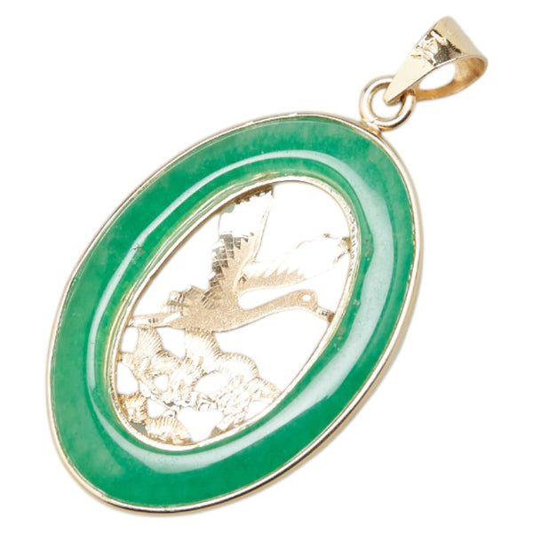 グリーン K14 ゴールド ヒスイ バード 鳥 モチーフ ペンダントトップ レディース 【中古】