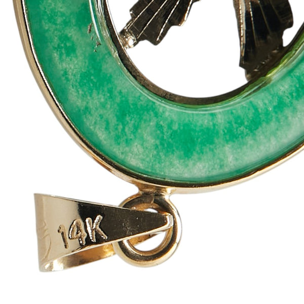 グリーン K14 ゴールド ヒスイ バード 鳥 モチーフ ペンダントトップ レディース 【中古】